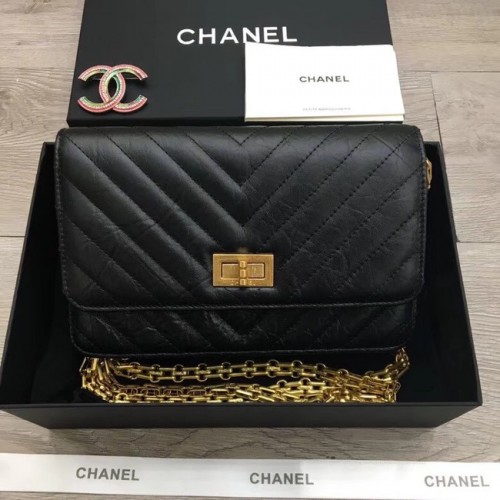 Cartera Chanel 2.55 con cadena A70328 negro
