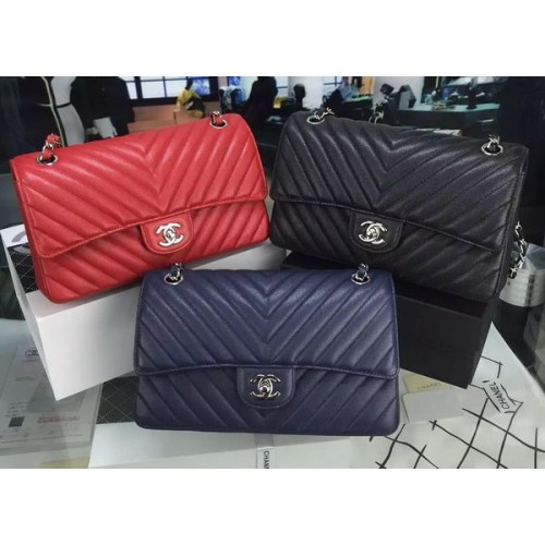 Chanel 2.55 serie Bolso con solapa Chevron Caviar Leather V8023