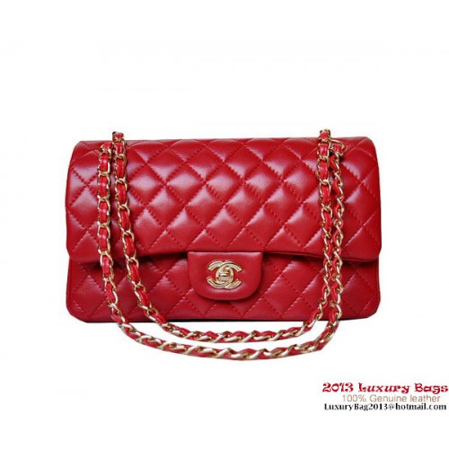 Chanel A01112 Classic Flap Bag Red Sheepskin Gold