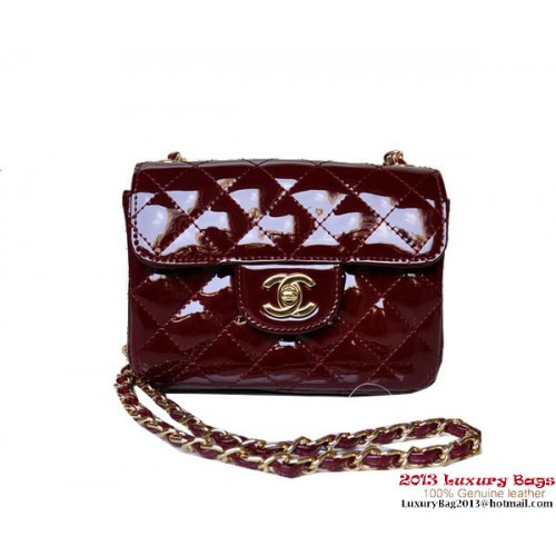Chanel A01115 mini Flap Bag Burdeos Charol Dorado