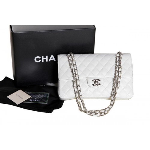Chanel A1112 2.55 Series Flap Bag Original Caviar Leather Blanco
