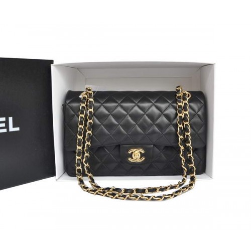 Chanel A1112 2.55 Series Flap Bag Cuero Original Negro Dorado