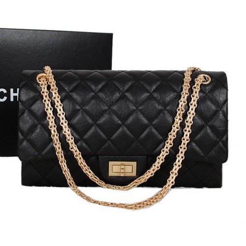 Chanel A30227 Bolsos con solapa jumbo de cuero de piel de oveja negra dorado