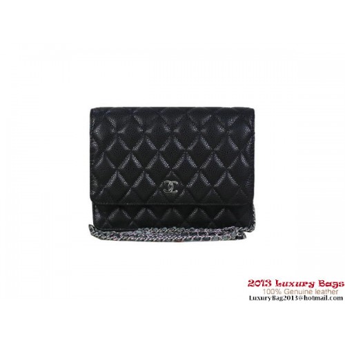 Chanel A33814 Original Cannage cuero mini bolso con solapa negro