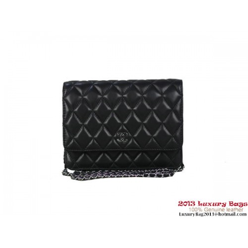 Chanel A33814 Bolso mini con solapa de cuero original Negro