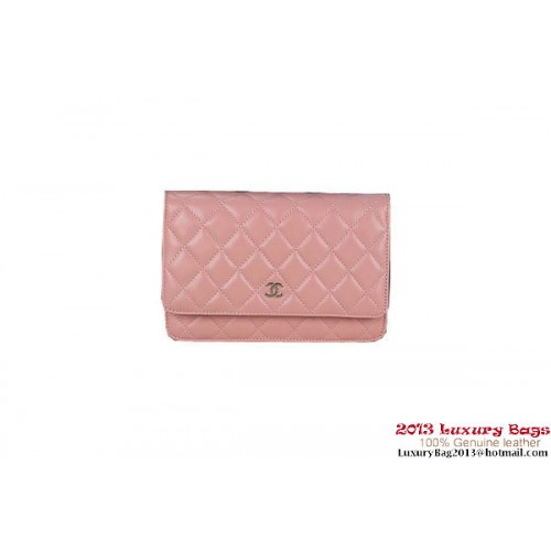 Chanel A33814 Bolso mini con solapa de piel de oveja original rosa claro