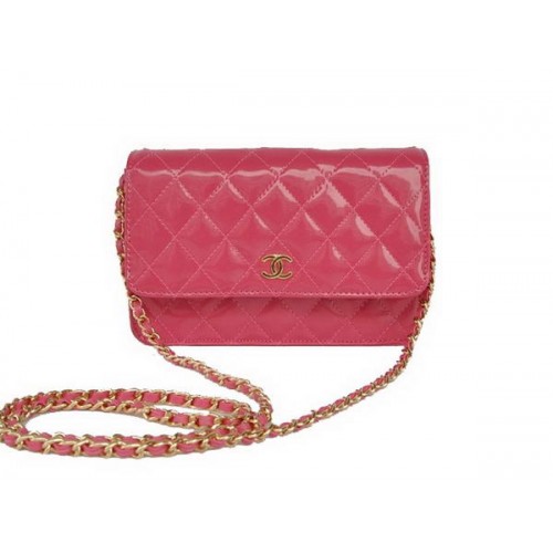 Chanel de alta calidad A33814 Peach Charol Flap Bag Gold