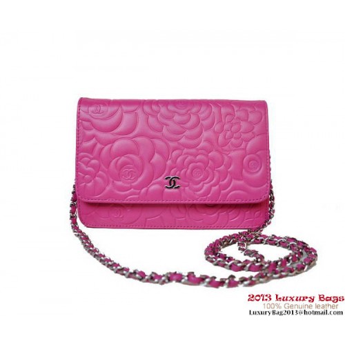Chanel A47421 Bolso mini con solapa de piel de cordero rosa Plata
