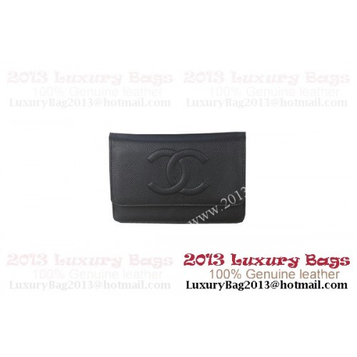 Chanel A48654 Bolso mini con solapa original de cuero granulado negro