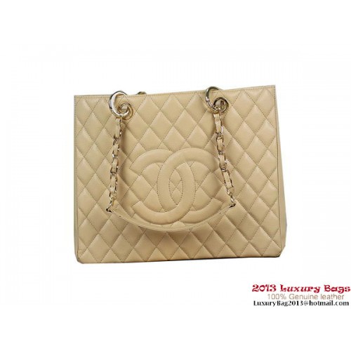 Chanel A50995 Albaricoque Original Cannage Bolso De Hombro De Cuero Dorado
