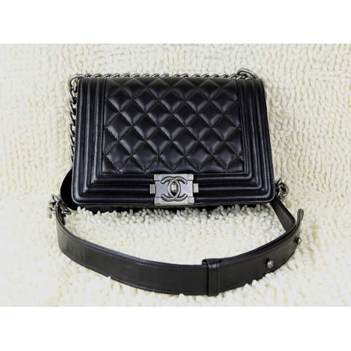 Hot Style Chanel A67025 Le Boy Flap Bolso de hombro en cuero de piel de oveja negro