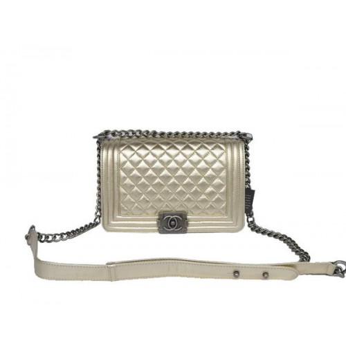 Moda Chanel A67086 Oro claro Le Boy Flap Bolso de hombro Plata