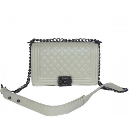 Chanel A67086 Offwhite Le Boy Flap Bolso de hombro Plata