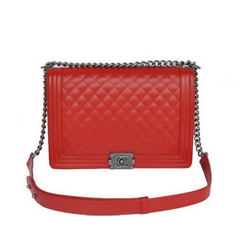 Hot Style Chanel A67086 Red Le Boy Flap Shoulder Bag Silver