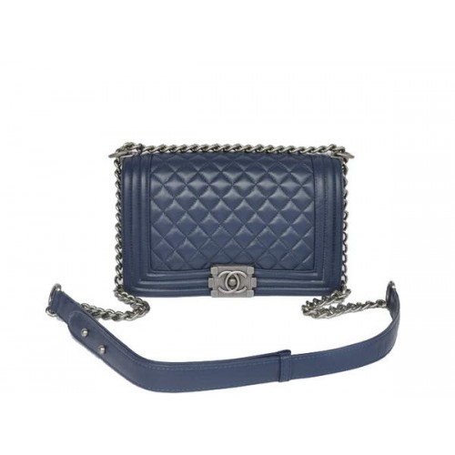Estilo Caliente Chanel A67086 Royalblue Le Boy Flap Bolso De Hombro Plata