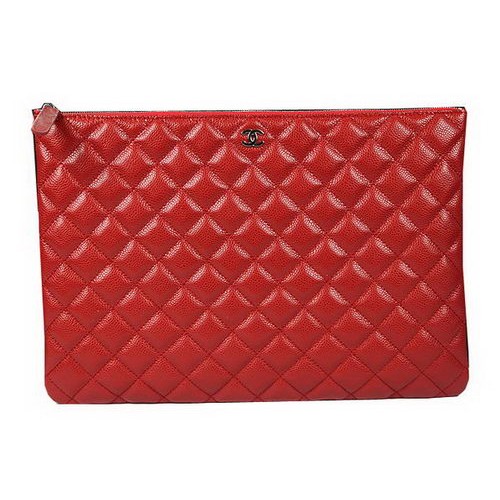 Chanel A69254 A69253 Bolso De Embrague Original Cannage Patrón Cuero Rojo