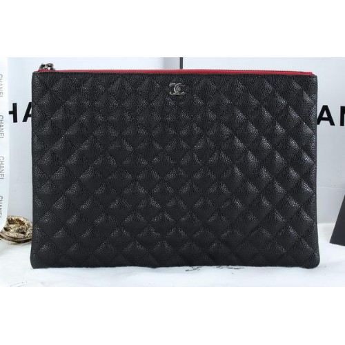 Chanel A6952 Bolso De Embrague Patrón Cannage Cuero Negro