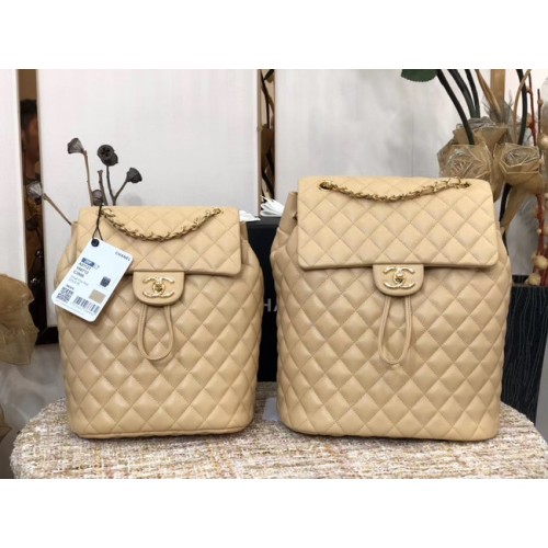 Chanel Mochila Piel De Oveja Cuero Original 83431 Beige