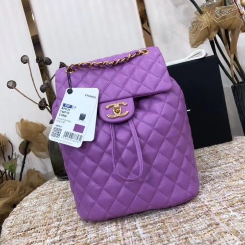 Chanel Mochila Piel De Oveja Cuero Original 83431 Lavanda