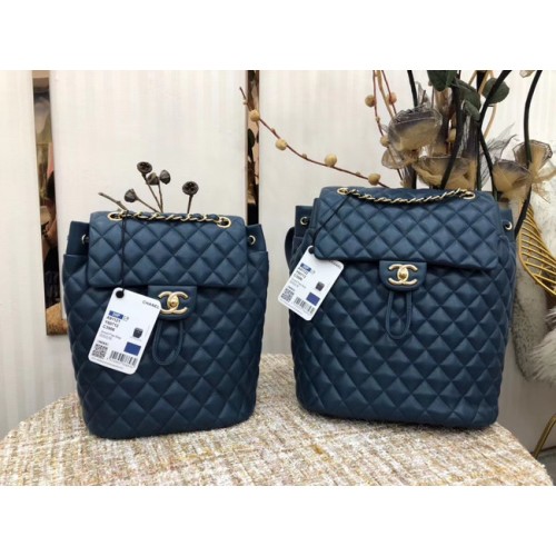Mochila Chanel piel de oveja cuero original 83431 azul