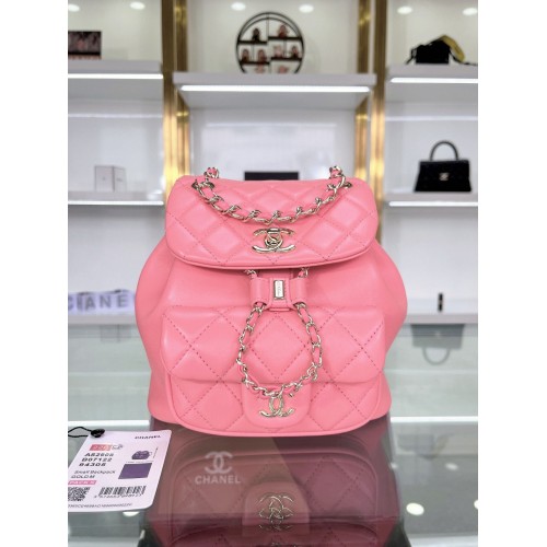 Chanel Mochila Piel De Oveja Cuero Original AS2908 Rosa