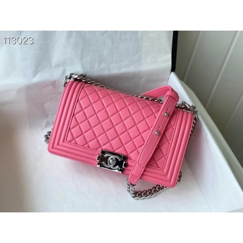 Chanel Boy Flap Original Caviar Leather Shoulder Bag A67086 rosa