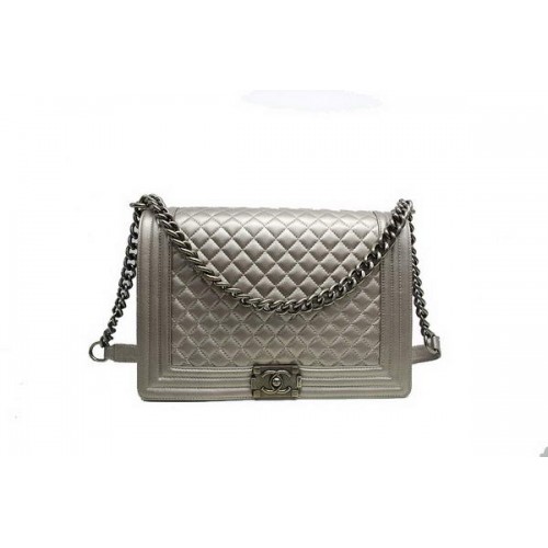 Chanel Boy Flap Shoulder Bag A30171 Cuero de piel de oveja gris