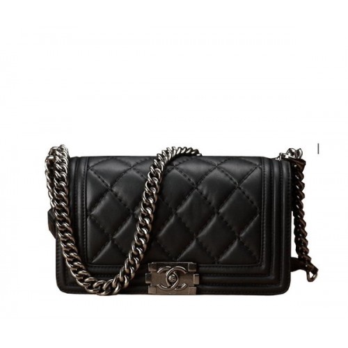 Chanel Boy Flap Bandolera Negro Original Piel De Becerro A67086 Plata