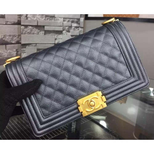 Chanel Boy Flap Bandolera Negro Original Piel De Becerro A8708 Oro