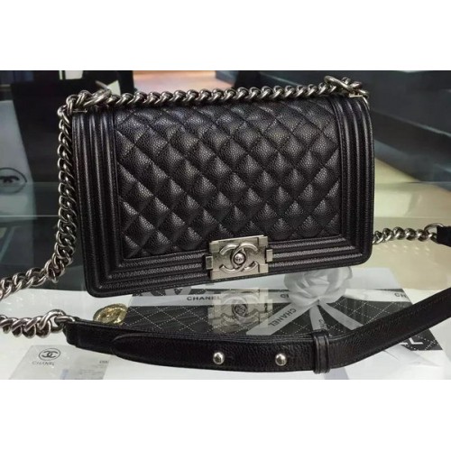 Chanel Boy Flap Bandolera Negro Original Piel De Becerro A8708 Plata
