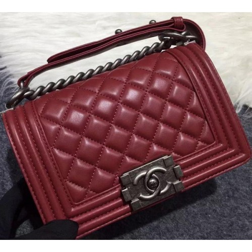 Chanel Boy Flap Shoulder Bag Burgundy Original Sheepskin Leather A67085 Plata