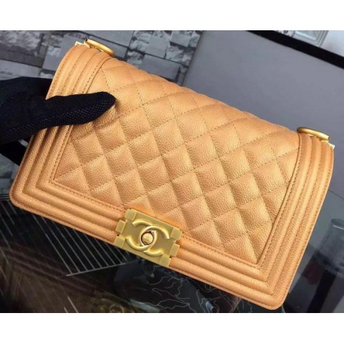 Chanel Boy Flap Bandolera Oro Original Piel De Becerro A8708 Oro