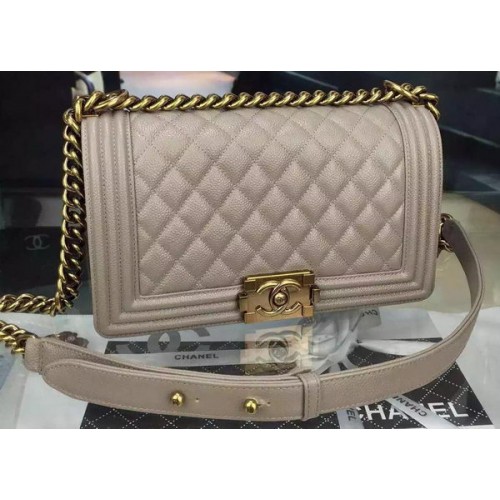 Chanel Boy Flap Bandolera Gris Original Piel De Becerro A8708 Bronce