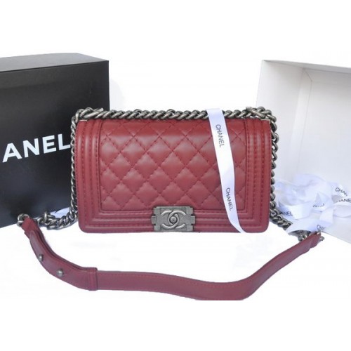 Chanel Boy Flap Bolso de Hombro Original Piel de Becerro A67086 Borgoña