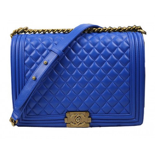 Chanel Boy Flap Bolso de Hombro Original Piel de Oveja A67087 Azul