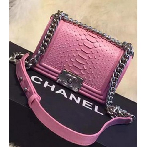 Chanel Boy Flap Bolso de hombro Cuero de pitón A66094 Rosa