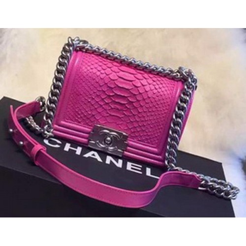 Chanel Boy Flap Bolso de hombro Piel de pitón A66094 Rosa