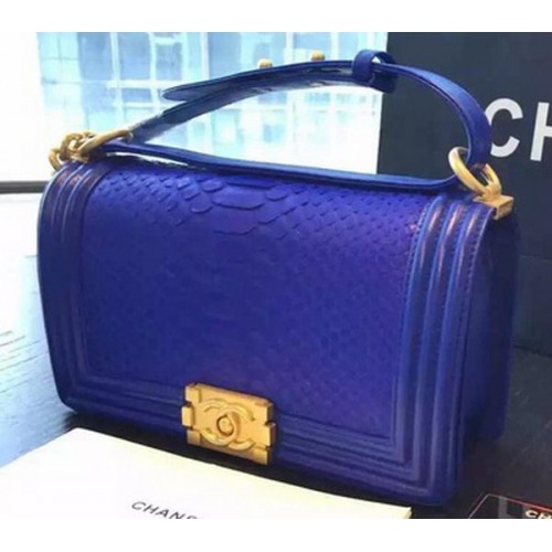 Chanel Boy Flap Shoulder Bag Royal Python Leather A66095 Oro