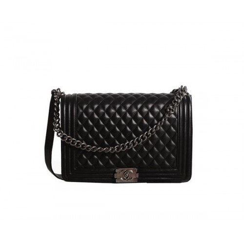 Bolso de hombro con solapa Chanel Boy en cuero original A67087 Negro