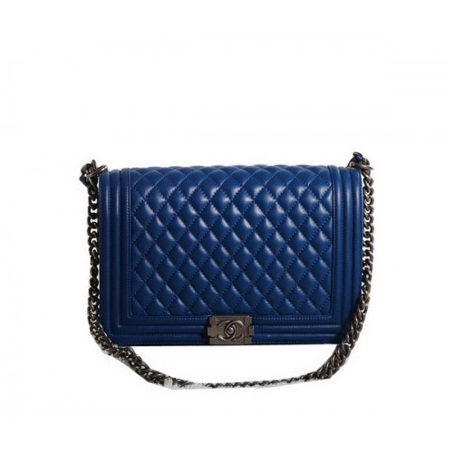 Bolso de hombro con solapa Chanel Boy en cuero original A67087 Azul
