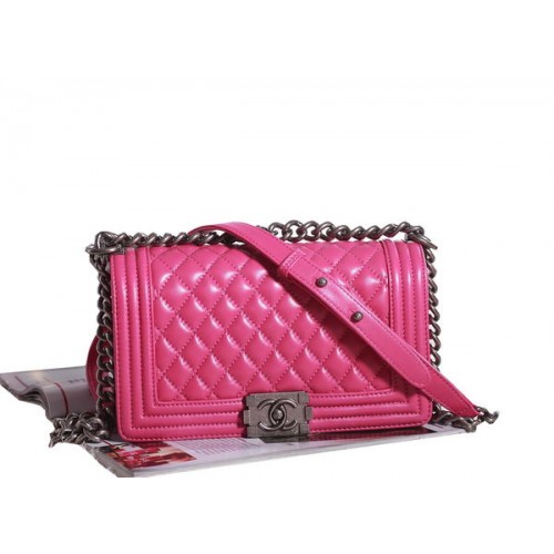 Bolso de hombro con solapa Chanel Boy en piel de cordero rosa A67086 Plata
