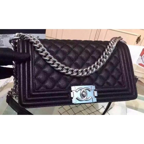 Chanel Boy Flap Bolsos de hombro Piel de ciervo Cuero A67086 Negro