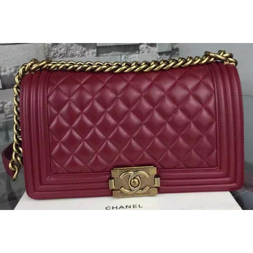 Chanel Boy Flap Bolsos de hombro Cuero de piel de oveja A67086 Borgoña