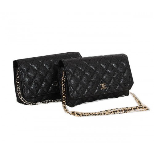 Chanel CHA33814 Bolso mini con solapa de cuero Cannage original Negro