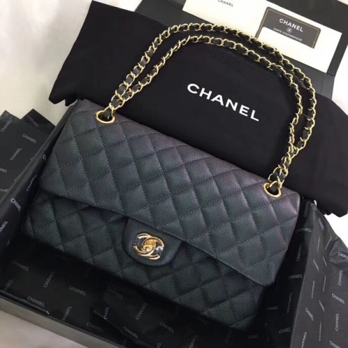Chanel Piel de becerro metal dorado A01112 negro