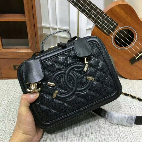 Minibolso de hombro de piel de becerro Chanel 6070 Negro