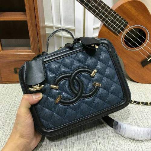Minibolso de hombro Chanel de piel de becerro 6070 Azul