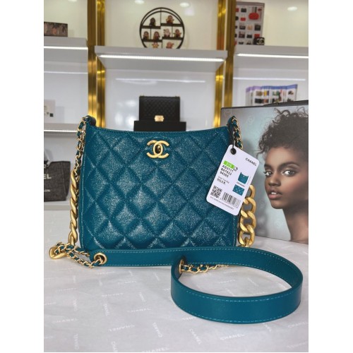 Chanel Bolso de hombro de piel de becerro AS3111 azul