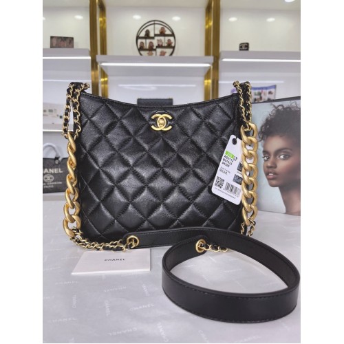 Chanel Bolso de hombro de piel de becerro AS3112 negro