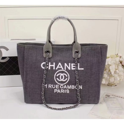 Bolso de compras Chanel Canvas Leather Tote 68047A